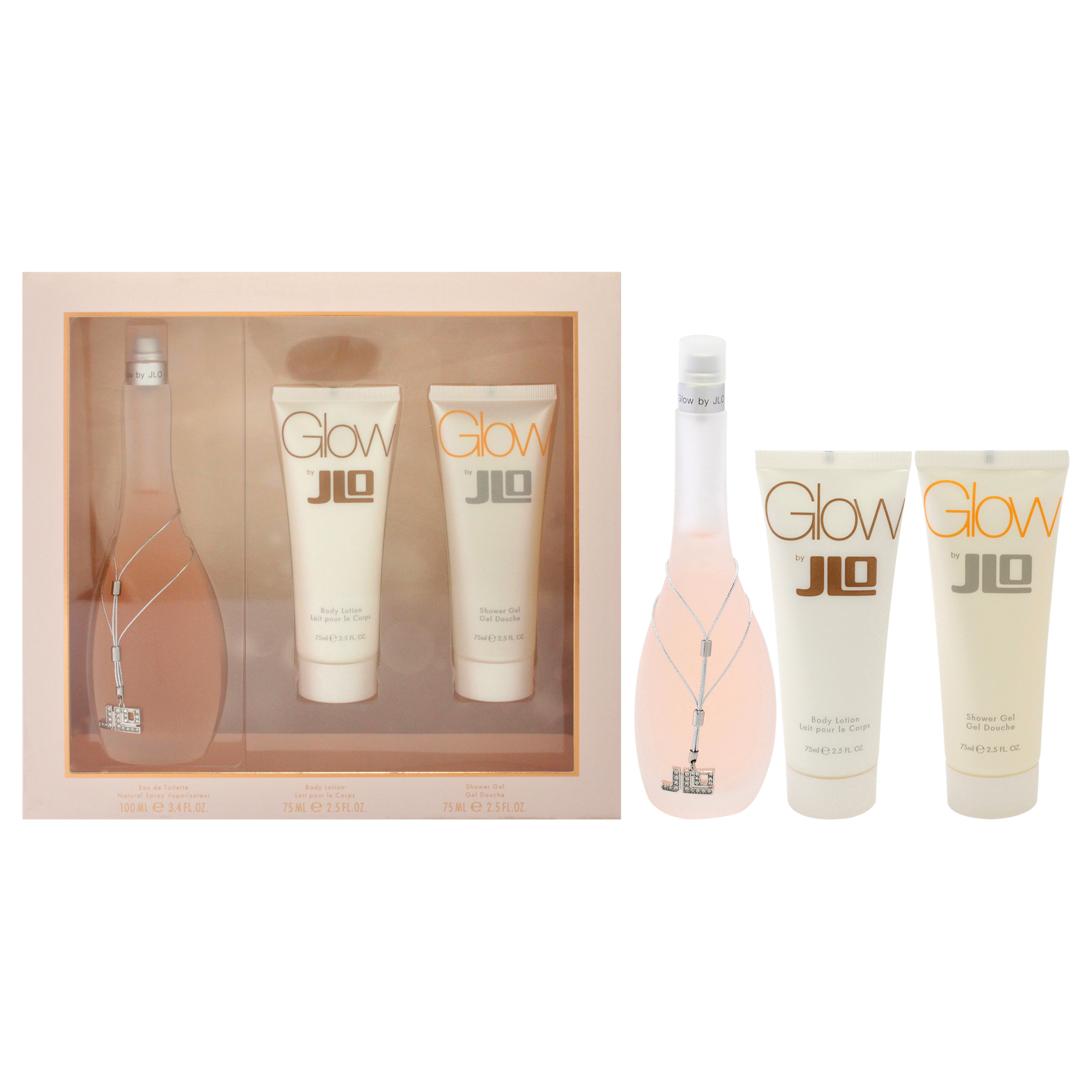Glow By Jennifer Lopez 3 Pc 34oz Edt Spray 25oz Body Lotion 25oz Shower Gel